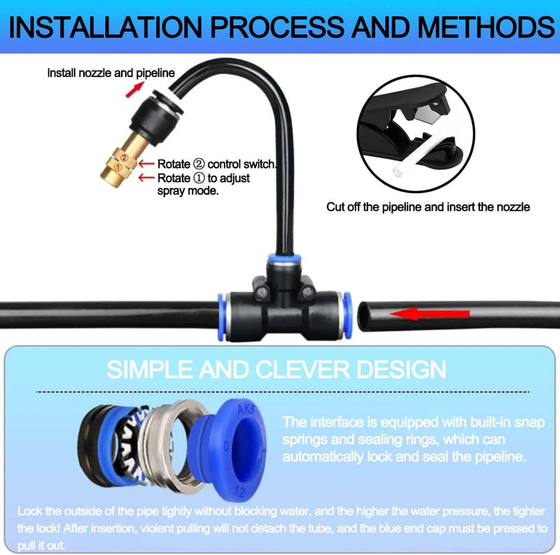 [Australia - AusPower] - 39FT Garden Mister System, Automatic Garden Watering System with 360-degree Bending Dropper Atomizing Copper Nozzle, Drip Irrigation System for Garden, Greenhouse, Yard, Lawn, Plant (12 Spray Nozzles) 