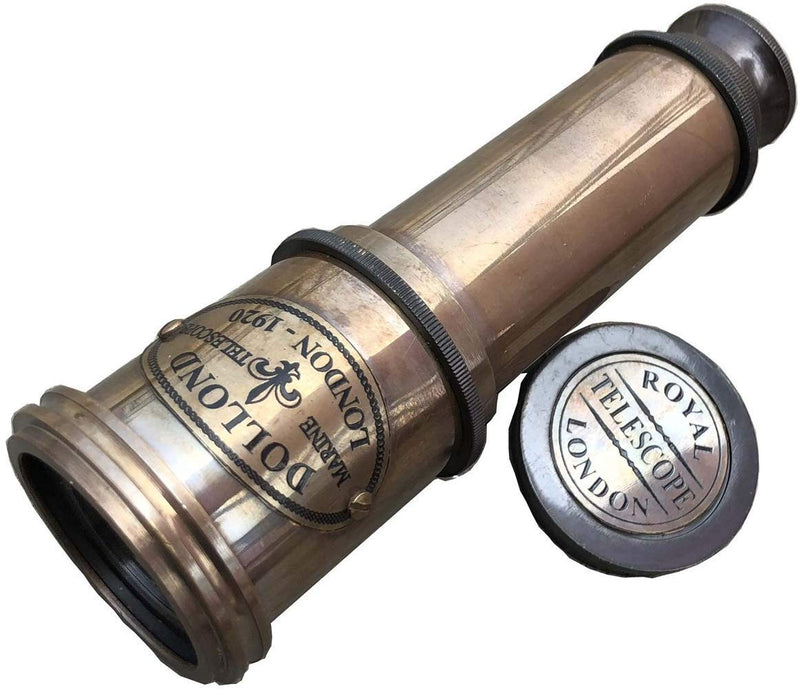 S Handicrafts Brass Antique Nautical Spyglass Pirate Vintage Maritime Handheld 16' Royal Navy Telescope Replica, Antique Gift Ideas