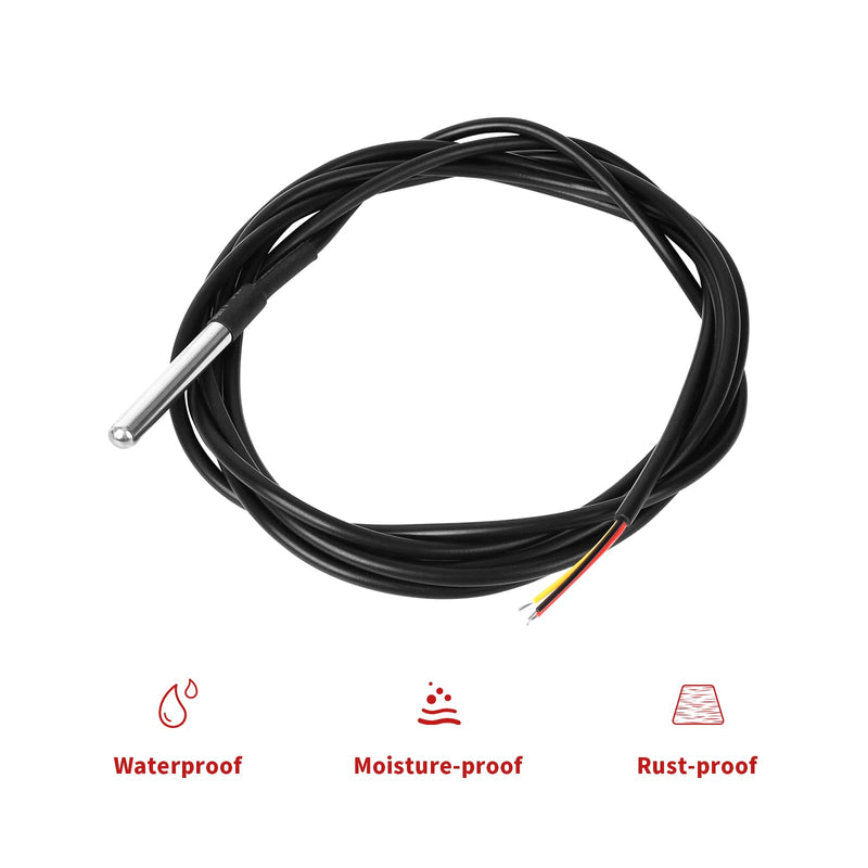 [Australia - AusPower] - 6PCS DS18B20 Temperature Sensor 2M Waterproof Temperature Probe Suitable for Arduino, xiao,ESP32 etc Development Boards Stainless Steel Probe Temperature Range (-55℃~ +125℃) 
