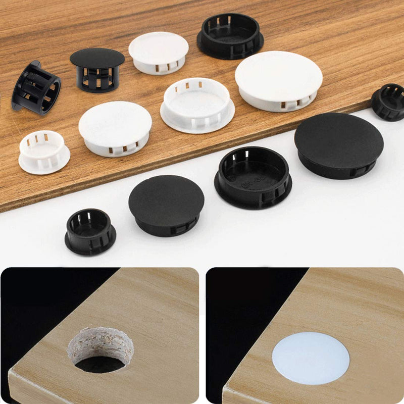 [Australia - AusPower] - 60PCS 25mm/1" White Hole Plugs Plastic Flush Type Hole Plugs Snap in Locking Hole Tube, Furniture Fencing Post Pipe Insert End Caps (White) 25mm/1" 