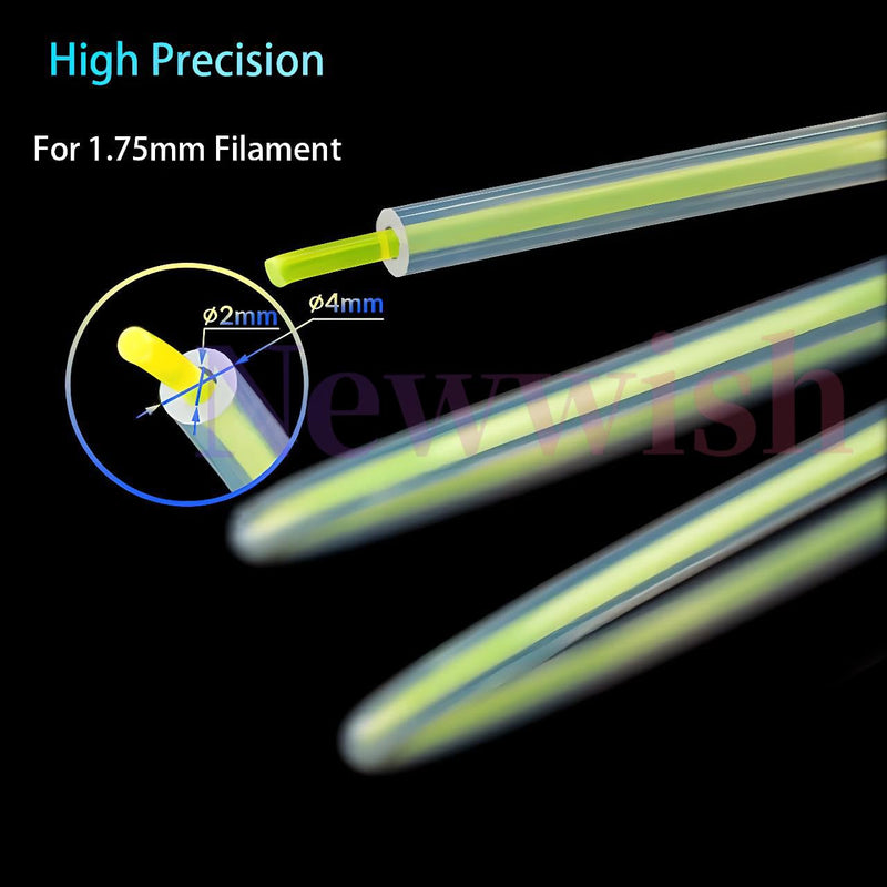 3 Meters PFA Tube Kit ID 2mm X OD 4mm,PTFE Teflon Bowden Clear Tube for 1.75mm Filament,3D Printer Transparent Tubing with 5 x PC4-M6 Connector,PC4-M10 Pneumatic Fittings,Bowden Collet. Clear-3 Meters Kit