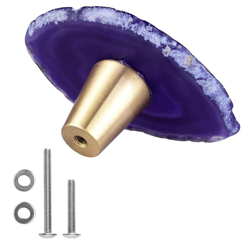 Rockcloud Pack of 4 Agate Slice Cabinet Drawer Knobs Cupboard Dresser Door Pull Home Decorative Furniture Hardware, Purple