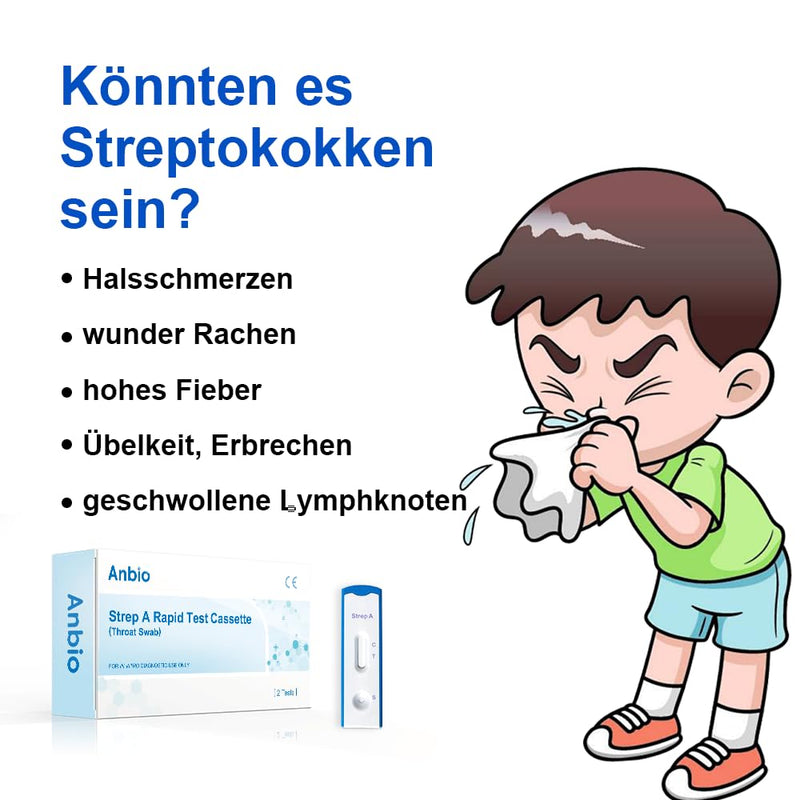 2 x Strep A Test - Streptococcal Quick Test with Throat Swab - Home Test for Detection of Group A Streptococcal Antigen