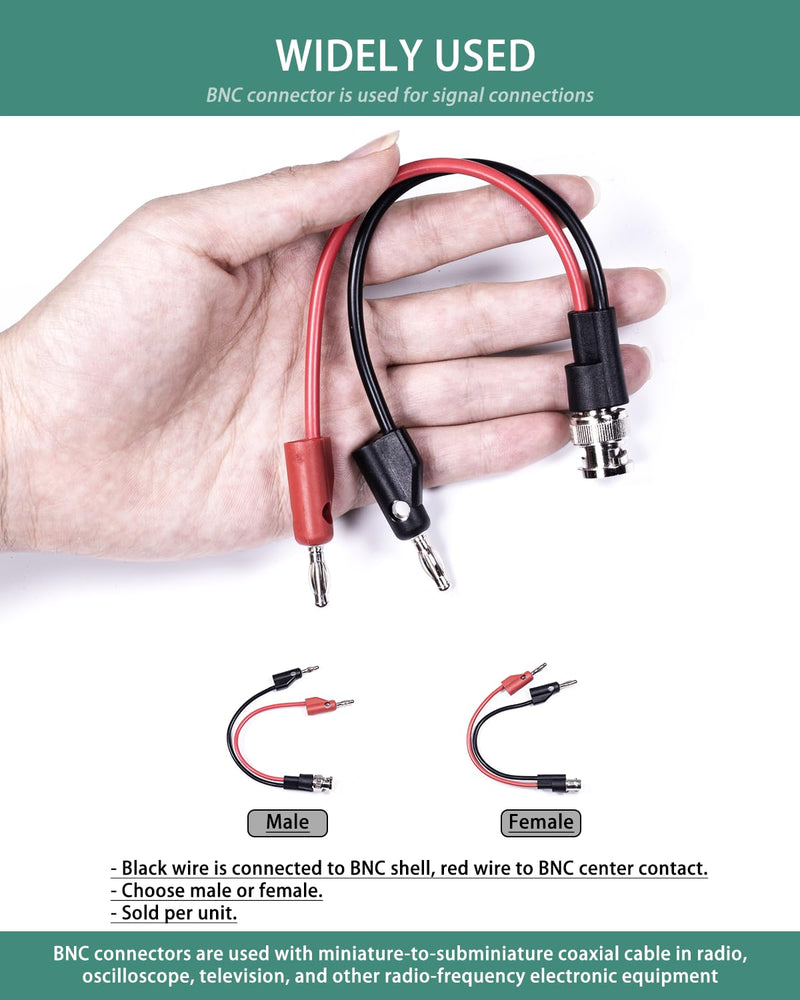 [Australia - AusPower] - BNC Test Leads, BNC (F) to Multi-Stacking Banana Plugs, Test Lead Breakout Cable for Multimeter, 5A Current Rating, 1 Pack Female Plug 