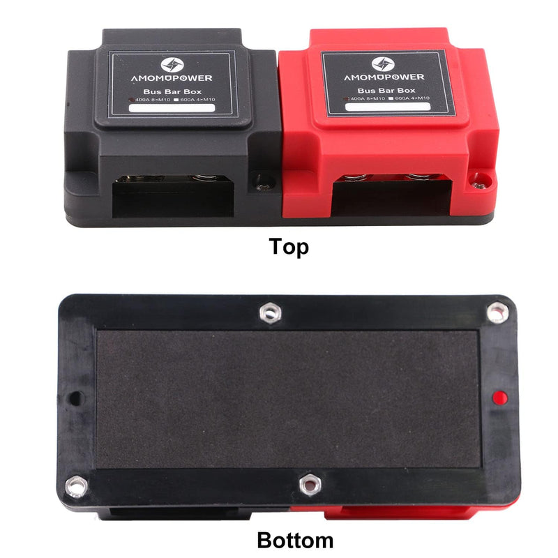 400A Power Distribution Bus Bar with 8 x 5/16" (M8) Studs | Heavy Duty Marine Battery Automotive Car Solar Wiring- Positive & Negative 12V- 48V DC 400A M8-Red&Black