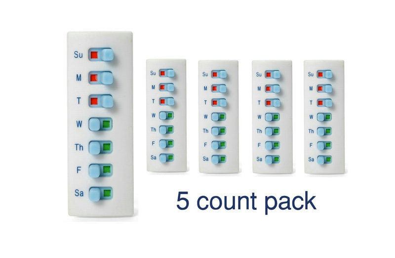 [Australia - AusPower] - 5 Pack Medication Tracker and Reminder, Take-n-Slide Reusable Peel and Stick Pill Trackers Attach to Your Bottle 7 Day Medicine Vitamins Pets Pill Organizer Alternative Medication Aid White 5 Count (Pack of 1) 