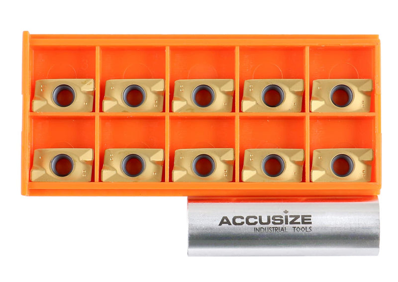 [Australia - AusPower] - Accusize Industrial Tools Tin Coated APKT1604 Carbide Inserts, Set of 10 Pieces, 0056-1604x10 
