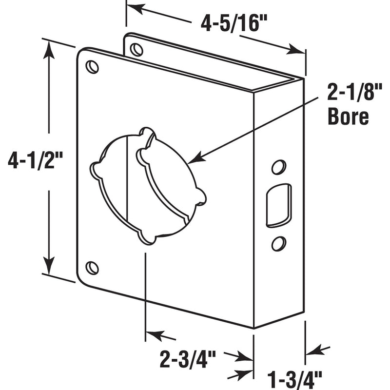 Prime-Line U 9592 Stainless Steel Lock and Door Reinforcer, 1-3/4 In. x 4-1/2 In., 2-1/8 In. Single Bore, 2-3/4 In. Backset, Silver (Single Pack) 1-3/4 "