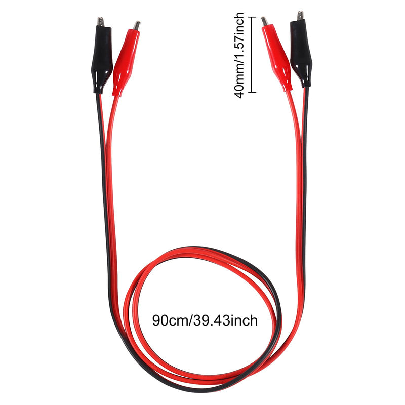 [Australia - AusPower] - 10 Groups Alligator Clips Electrical Insulated Test Leads 1M/39.37inch Double-Ended Jumper Wire for Electrical Testing(Red Black) 