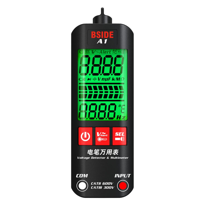 [Australia - AusPower] - Smart Digital Multimeter Electrical Voltage Tester Pocket Voltmeter Resistance Frequency Continuity V-Alert Live Wire Voltage Tester with Protect Case 
