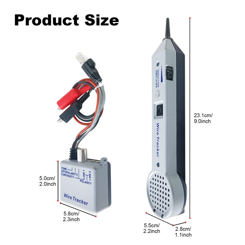 [Australia - AusPower] - Tone Generator Kit, Wire Tracer Electrical Circuit Tester, 200EP Cable Toner Detector Finder Tester, Line Finder, Inductive Amplifier, and Probe Kit with Adjustable Volume for Network Cable Collation 