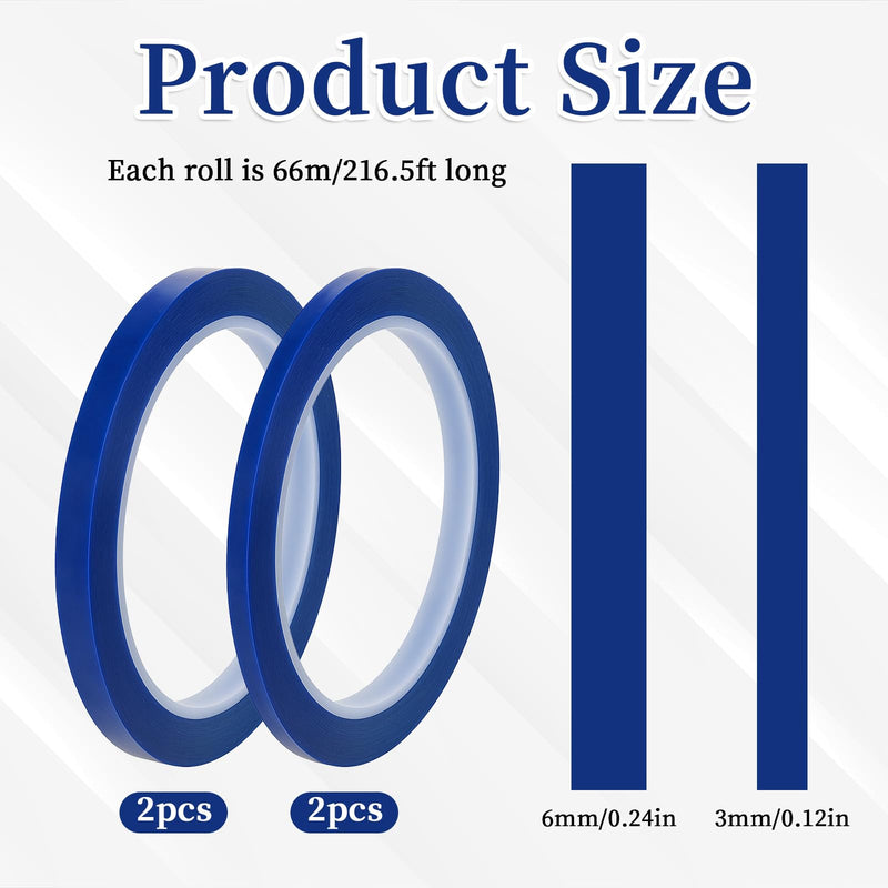 4 Rolls Fine Line Tape, Multi-Size Vinyl Fineline Pinstripe Tapes, 2 Roll 1/4 in x 36 yd and 2 Roll 1/8 in x 36 yd Fineline Masking Tapes, Flexible Pinstripe Tape for DIY Car Auto Paint Art, Blue