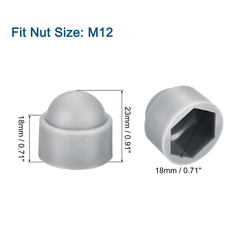 [Australia - AusPower] - uxcell 50pcs Hex Nut Cover, M12 Grey Plastic Dome Nut Protection Cap Hex Bolt Nut Covers for Hexagon Screws, Bolts 50 
