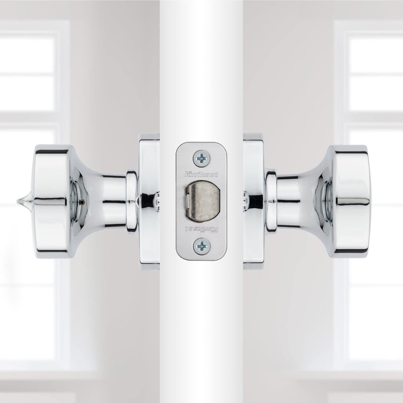 Kwikset Arroyo Knob Interior Privacy Door Knob with Lock, Door Handle For Bathroom and Bedroom, Polished Chrome Keyless Turn Lock Doorknob