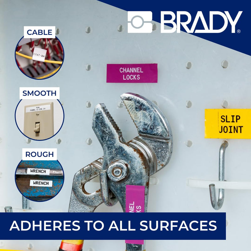 Brady Authentic (M4C-1000-595-CL-BK) All-Weather Permanent Adhesive Vinyl Labels 1 in W x 20ft Black on Clear. for use with BMP41, BMP51, M410, M510, and M511 Label Printers.