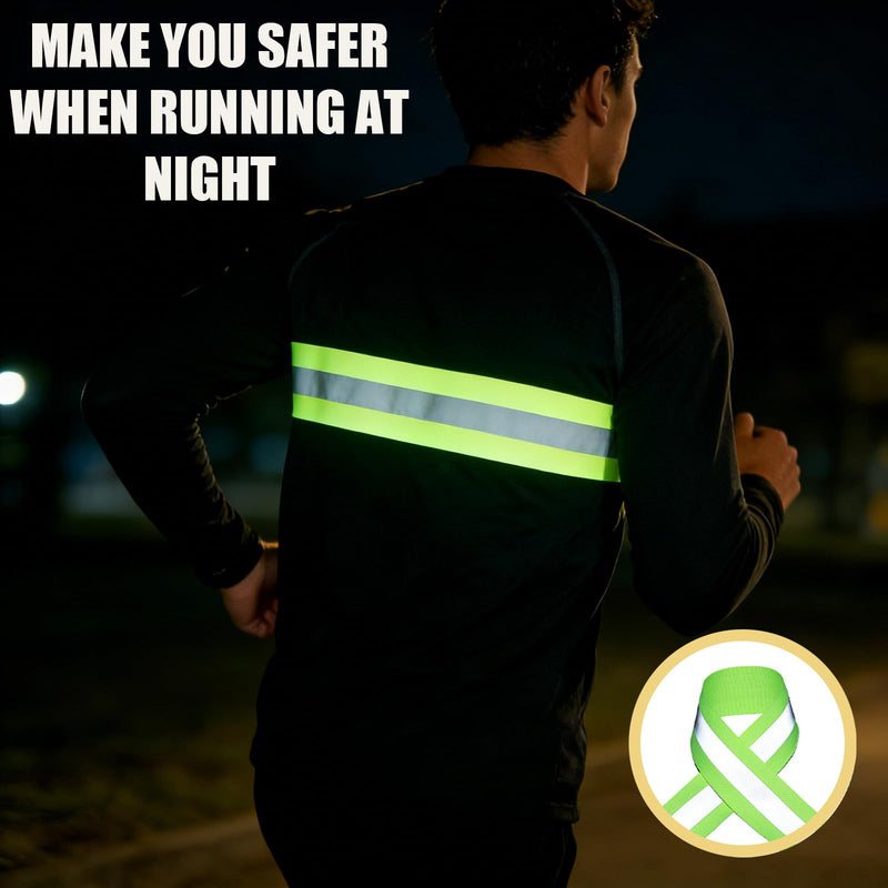 Reflective Ribbon, 2-inch x 33ft high Visibility Fluorescent Strip, Equipped with 2cm Wide Silver Reflective Ribbon Safety Warning Webbing, Suitable for Raincoats, Clothing, Bags, and Cycling