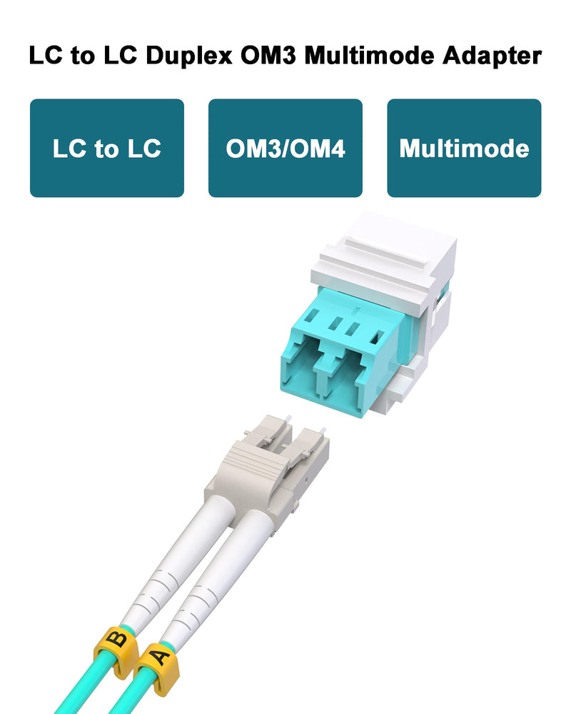 [Australia - AusPower] - 10 pcs Duplex LC to LC Fiber Coupler, Multimode Fiber Optic LC Keystone Jack Coupler for Fiber Wall Plate,Surface Mount Boxes(Fiber Optic Adapter, OM3/OM4) 10 Pack Duplex Multimode LC-LC 