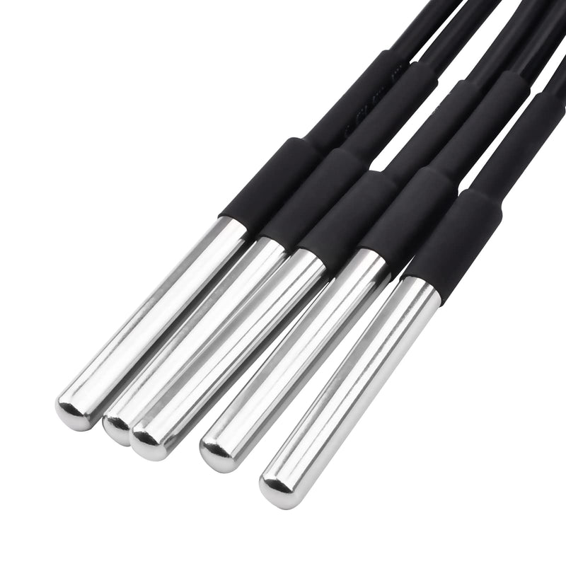 Aideepen 5 x 1 m Digital Stainless Steel Temperature Sensor, Waterproof Temperature Sensor, Compatible with Arduino and Raspberry Pi, Includes E-Book, Compatible with Shelly 5 pieces 1 m