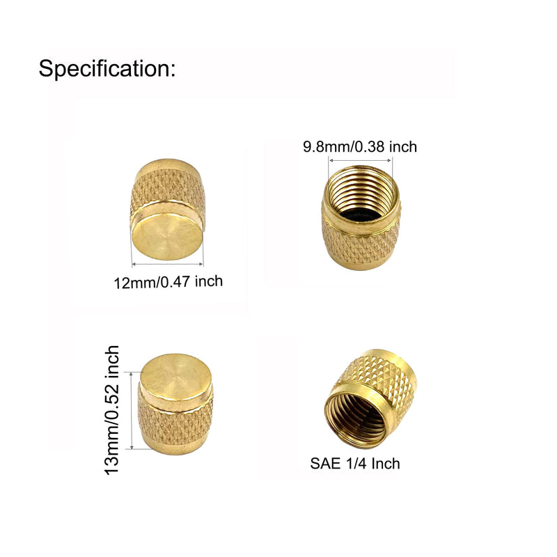 [Australia - AusPower] - 30 Pcs Schrader Core Caps, 1/4" HVAC Locking Caps Brass Fittings Cap with Neoprene O Ring Seal for Home Industrial Manufacturing 30 