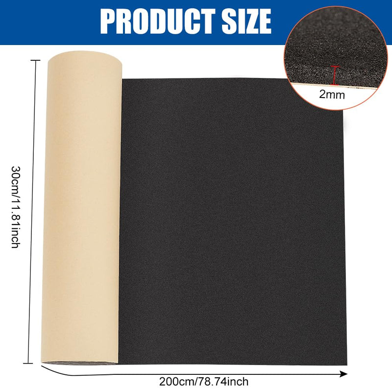 BENECREAT 78.7x11.8inch Adhesive EVA Foam Roll, 2mm Black Adhesive EVA Foam Sheets Cosplay Foam Crafts for Art Supplies Paper Scrapbooking 2mm Thick Black-2mm
