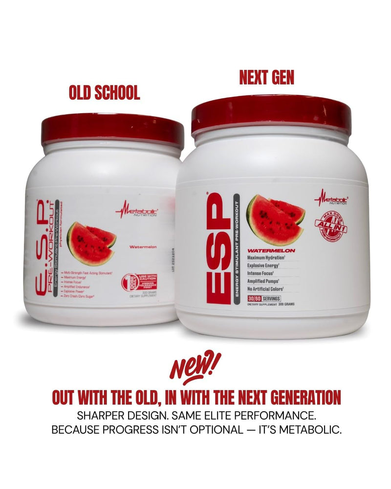 [Australia - AusPower] - Metabolic Nutrition | ESP - Stimulating Pre Workout, Pre Intra Workout Supplement | Energy & Endurance Stimulating | Natural, Safe & Mental Focus | Blue Raspberry, 300 Grams (90 Servings) 
