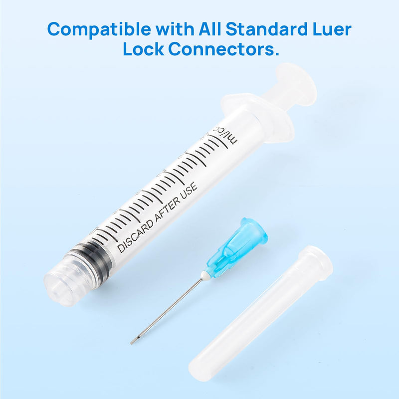 [Australia - AusPower] - JMU 100pcs Dental Irrigation Syringes 3cc with 23G Blunt Dispensing Endodontic Irrigarion Needles, Luer Lock Design 3ML 23G 