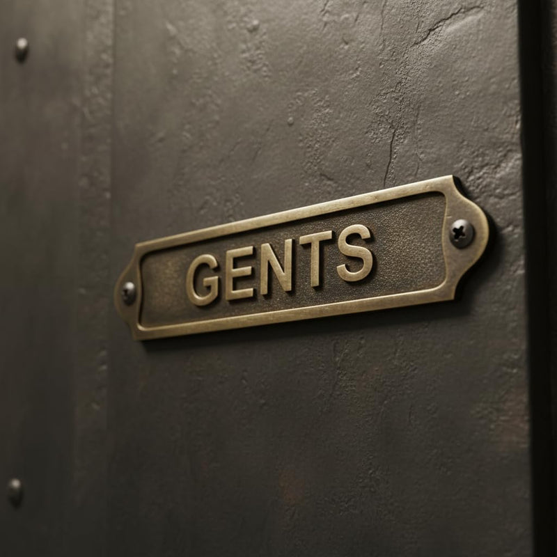 GENTS Antique Vintage Door & Wall Plaque Sign | Classic Raised Lettering Metal Restroom Name Plate with Screws for Home Pub Café Office | 22 x 5 cm | GENTS