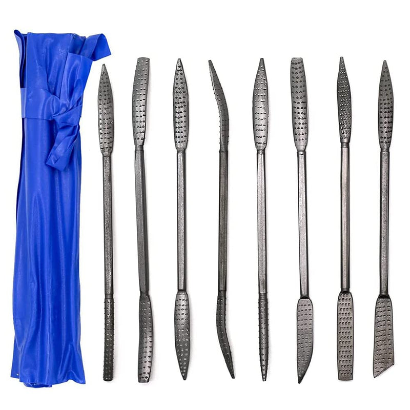[Australia - AusPower] - CLAHJQX 8pcs Wood Files and Rasps, Wood Carving Kit, Double Ended Riffler Rasp Set, Special Shaped File Set for Woodworking 