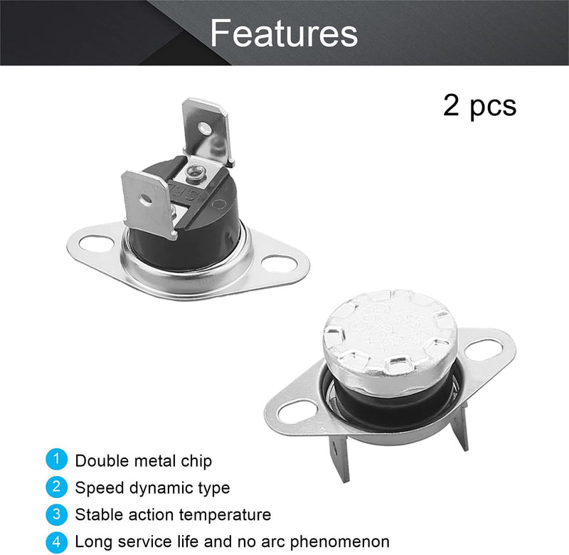 [Australia - AusPower] - Fielect 2Pcs KSD301 Thermostat 75°C/167°F Normally Closed N.C Snap Disc Limit Temperature Control Switch Microwave Thermostat Thermal Switch 