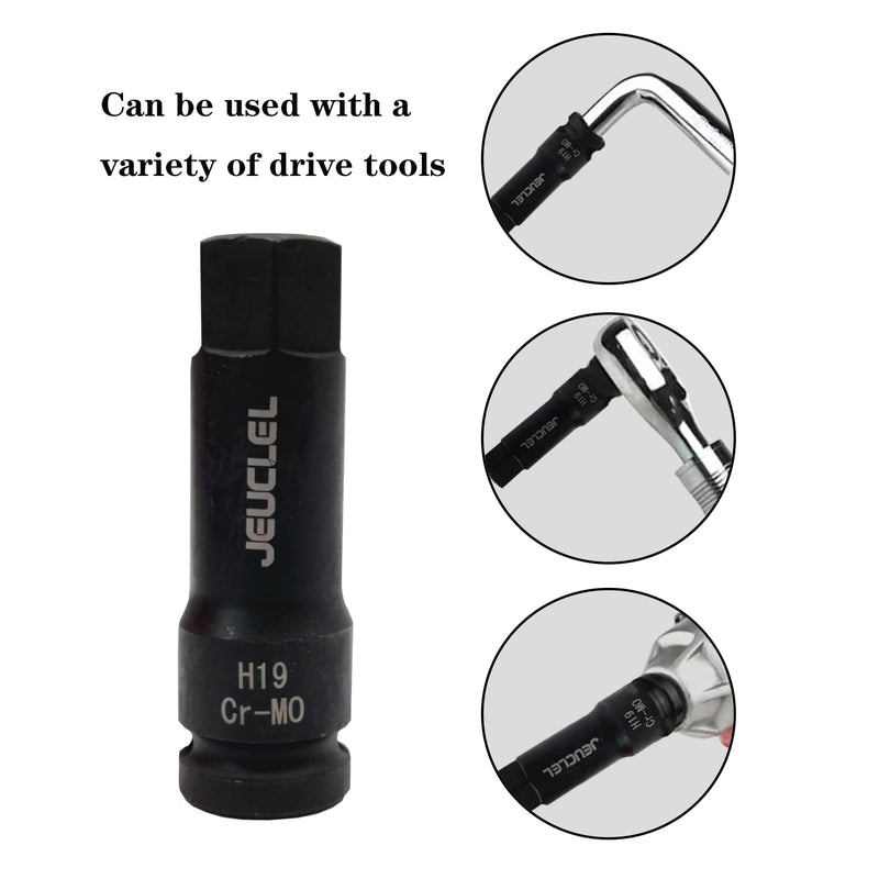 [Australia - AusPower] - 19mm Hex Impact Bit Socket, H19 1/2-Inch Impact Drive Allen Socket, Cr-Mo Steel Lengthen Hex Screwdriver Socket Adapter H19 19MM 
