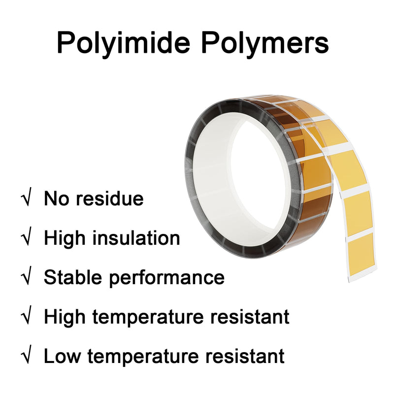 High Temperature Tape, 2 Mil Thick, 20 mm x 20mm, Polyimide Tape No Residue, Professional for Protecting CPU, PCB Circuit Board (500 Pcs) (20×20mm) 20×20mm