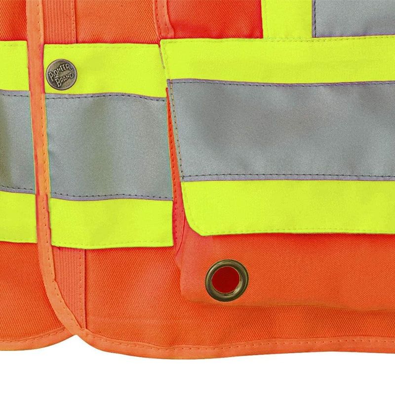 Pioneer High Visibility Woven Surveyor Safety Vest with Mesh Vents, Reflective Tape, 19 Pockets, Orange, Unisex, 4XL, V1010150U-4XL 4X-Large