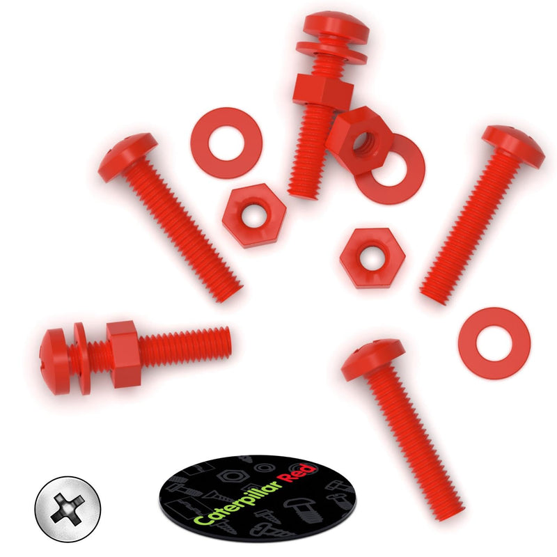 [Australia - AusPower] - 20 x Red Pan Head Screws Polypropylene (PP) Plastic Nuts and Bolts, M4 x 20mm, Washers, (5/32 x 25/32 in) 