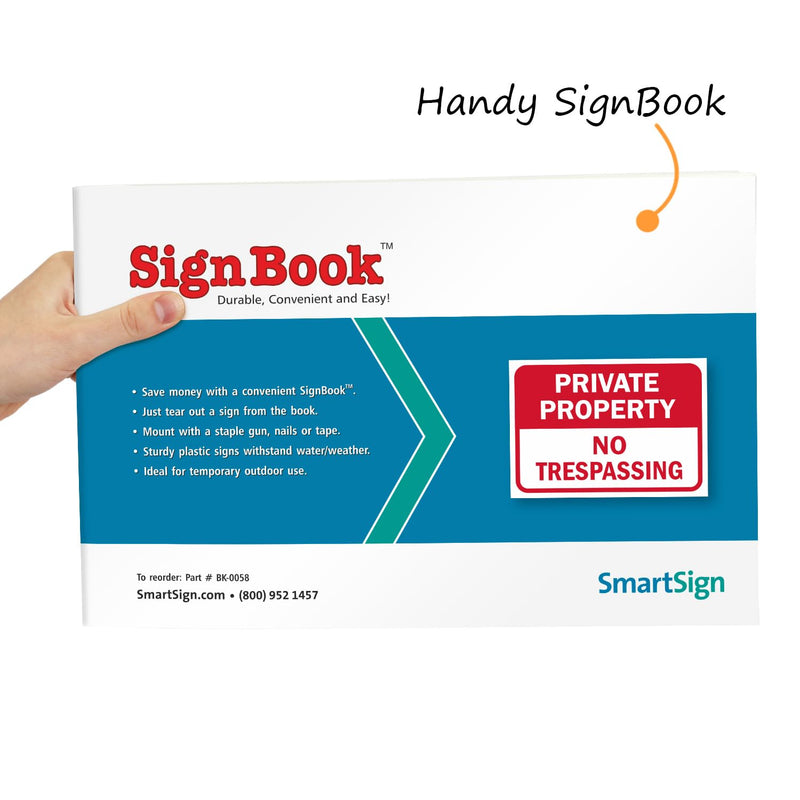 SmartSign "Private Property No Trespassing" Rip-Out Sign Book with 20 Sheets | 10" x 14" Plastic, Write-On Tear Out Signs, Red/White Private Property