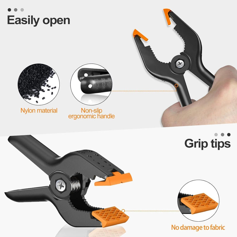 [Australia - AusPower] - EMART 6 Pack Heavy Duty Muslin Spring Clamps, 4.5 inch Photo Booth Backdrop Clips for Photography Studio Black and Yellow 