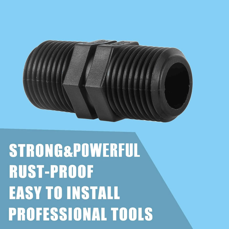 [Australia - AusPower] - 10 Pcs Head Pipe Riser 1/2 Inch MPT Double Male Pipe Thread Head Pipe Riser for Garden Lawn Irrigation System (1/2 male to 1/2 male straight coupling) 1/2 male to 1/2 male straight coupling 