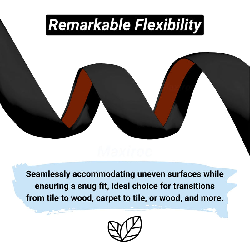 [Australia - AusPower] - Floor Transition Strip Self Adhesive Carpet Wood Tile Vinyl Flooring Laminate Transition Cover Edge Trim Gap Doorway Threshold for Uneven Floors Heights Within 5 mm (Black, 40 inches) Black 