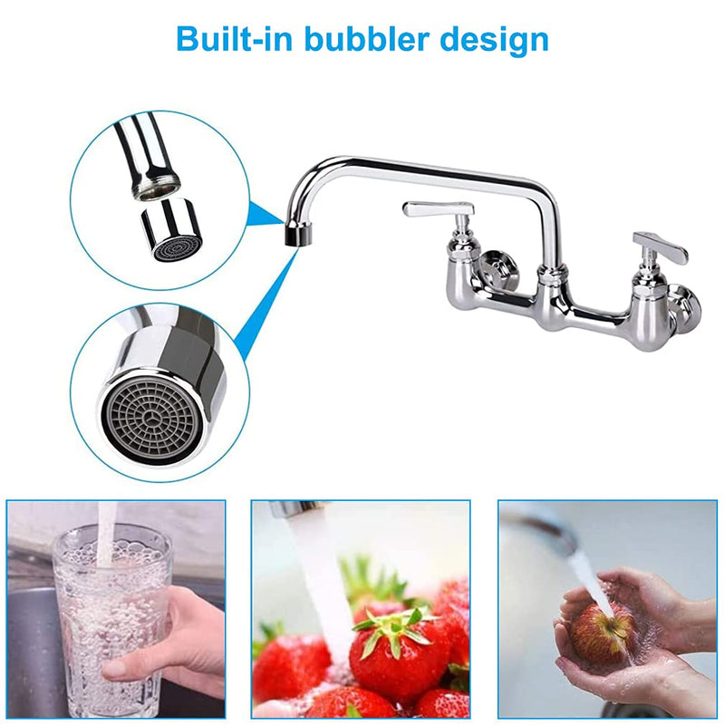 12 Inch Commercial Faucet Swivel Spout Replacement Kit for Commercial Wall Mount Pre Rinse Faucet, 360° Swivel Spout Fits for 2 or 3 Bay Compartment Sinks, Chrome Finish 12 Inch