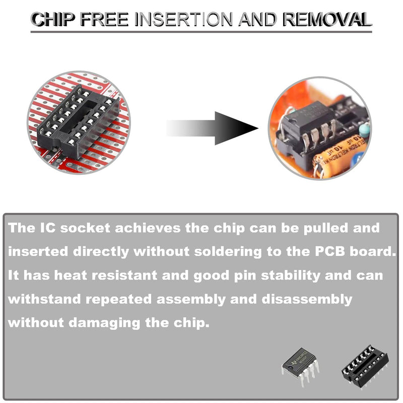 [Australia - AusPower] - 50 pcs 14 Pin DIP IC Socket 2.54mm Pitch IC Socket Adaptor Type Flat Pin IC Components Easy to Install with tin Wire Pen for Electronics Experiment DIY 
