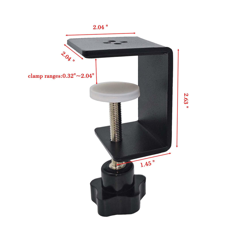 [Australia - AusPower] - C Clamps Heavy Duty, Black Desk Clamp 2 Pack, Small C Clamps Waterproof and Rustproof, Metal Clamps for Panel Clamps Woodworking, Adjustable Clamp On Desk Shelf for Desk Extension 2-Pack 