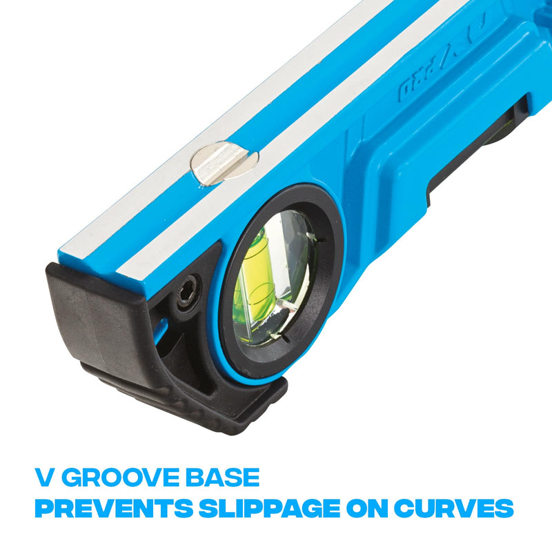 [Australia - AusPower] - OX Tools Pro 10 inch Magnetic Torpedo Level - Adjustable 3-Vial Aluminum Level with V-Groove Base - PVC Shock Absorbing End Caps with Angle Finder Vial - OX-P027210 