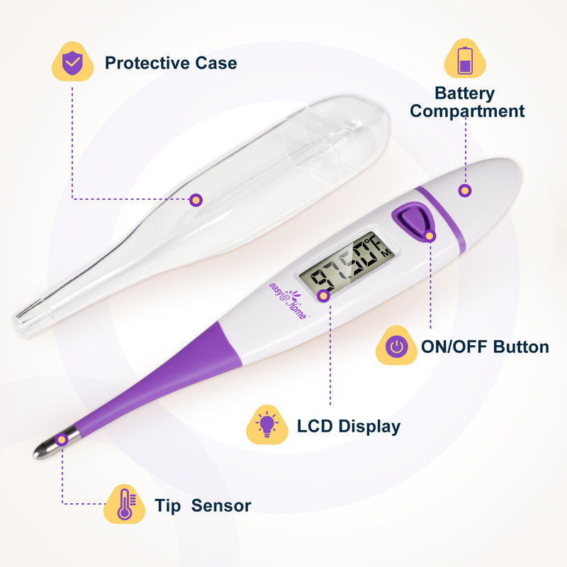 [Australia - AusPower] - Easy@Home Basal Body Thermometer: BBT for Fertility Prediction with Memory Recall- Accurate Digital Basal Thermometer for Temperature Monitoring with Premom App - EBT-018 