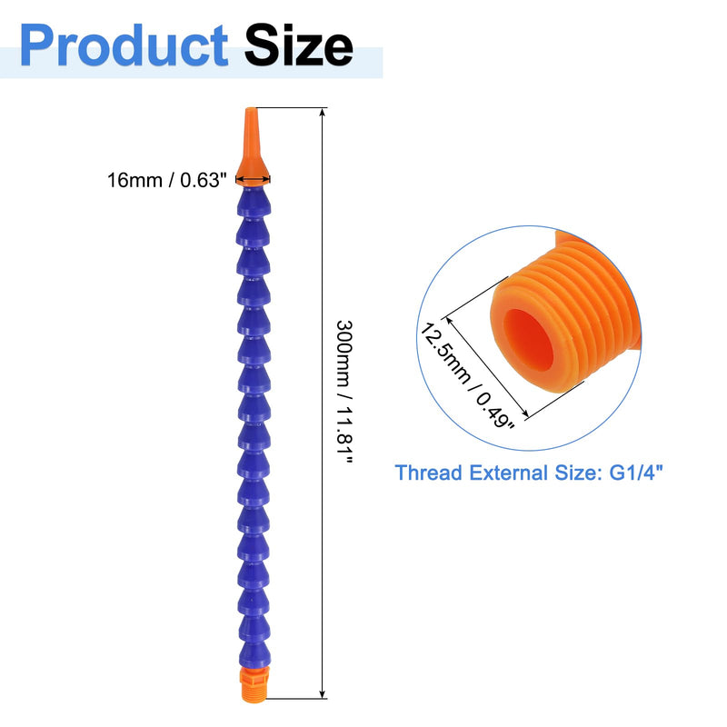 QUARKZMAN G1/4 Inch Thread Flexible Water/Oil Coolant Hose 300 mm Pack of 4 | Plastic Adjustable Round Nozzle Cooling Pipe Hose with Internal Pipe for Lathe CNC Water Cooling System