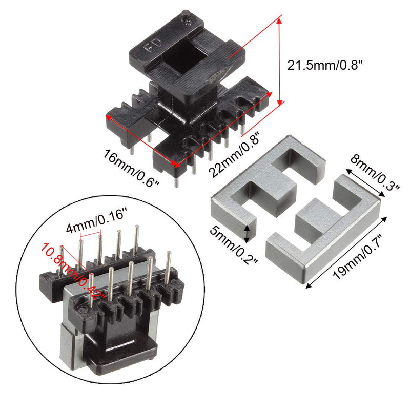 [Australia - AusPower] - uxcell 10 Sets EE19 5 with 5pin Transformer Bobbin PC40 Ferrite Core Vertical 20 Ferrite Halves and 10 Bobbin 