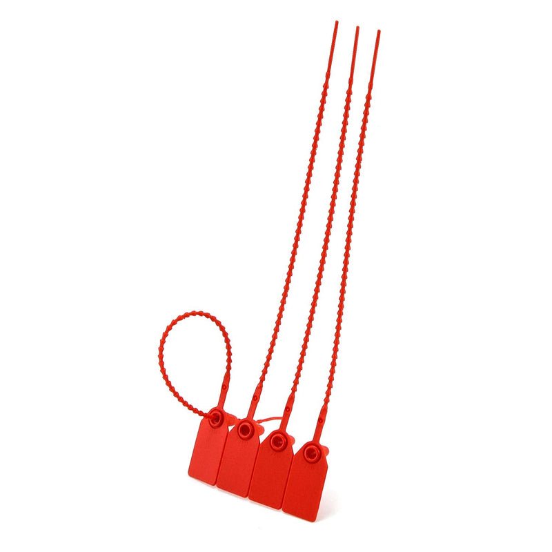 [Australia - AusPower] - QWORK Plastic Tamper Seals, 100Pcs Tamper Self-Locking Security Zip Tie, Pull-Tite Security Tag for Fire Extinguishers and Fire Safety, 9-13/16" Long, Red 100 Pack 