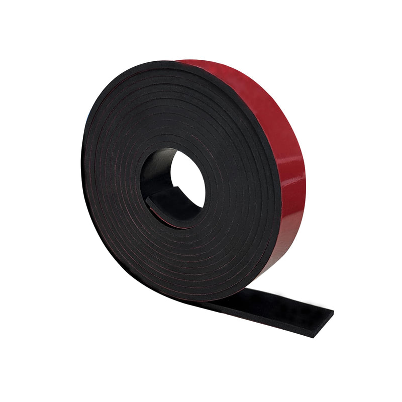 Adhesive Rubber Strips with Adhesive Backing 1/8(.125)" Thick x 1" Wide x 20' Long, Neoprene Rubber Adhesive Strip for Sealing Supports Protection Gaskets 1” Wide x 1/8" Thick x 20' Long