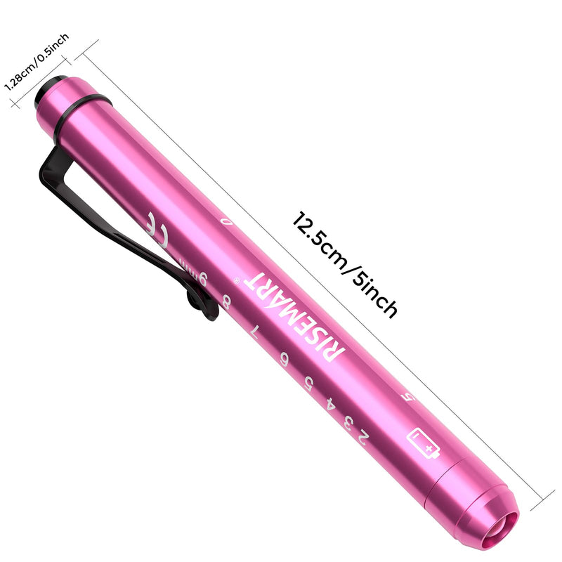 [Australia - AusPower] - RISEMART Pen Lights for Nurses, 2Pack Reusable Medical Pen Light with Pupil Gauge and Ruler, White Light LED Penlight for Nurse Student Doctors EMT (Bright Pink/Purple) Bright Pink and Purple 