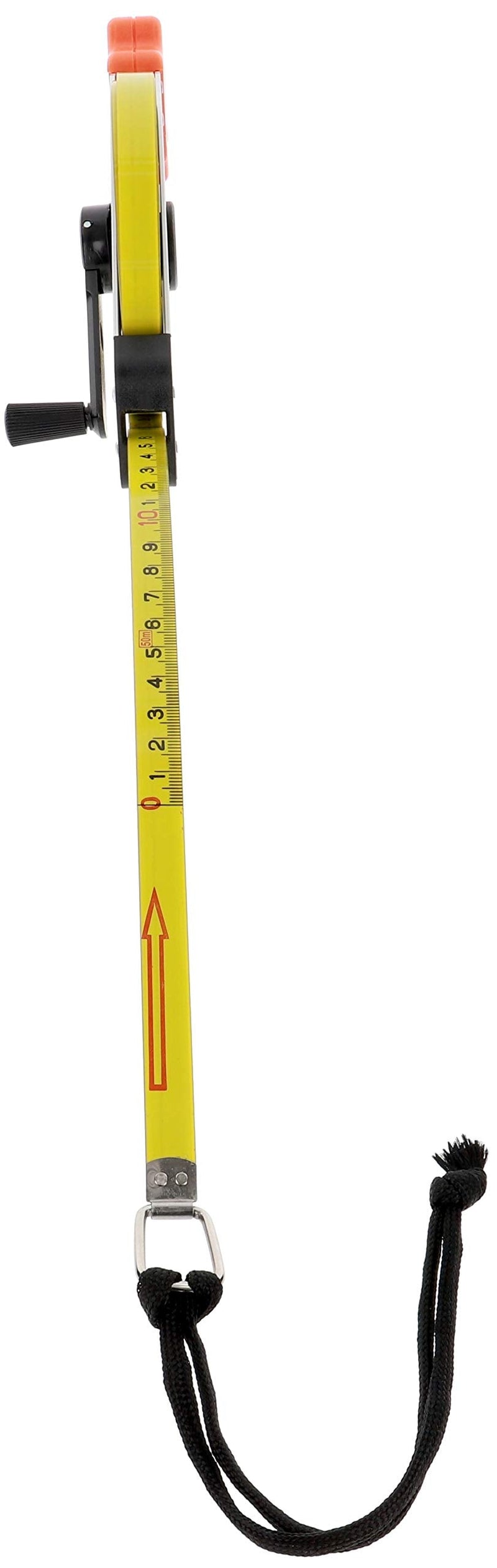 Prodiamant® Steel Tape Measure 50 m, Tape Width 13 mm | Tape measure, roll tape measure with centimetre and millimetre scale, folding crank, robust and rust-proof, durable 50m