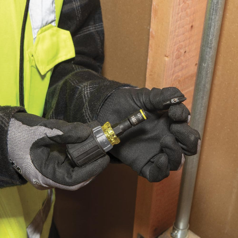 [Australia - AusPower] - Klein Tools 32561HDRT KNECT 7-in-1 Ratcheting Screwdriver, Impact Rated, Stubby with Phillips, Slotted Bits, 3 Nut Drivers, Adapter, 7-Piece 