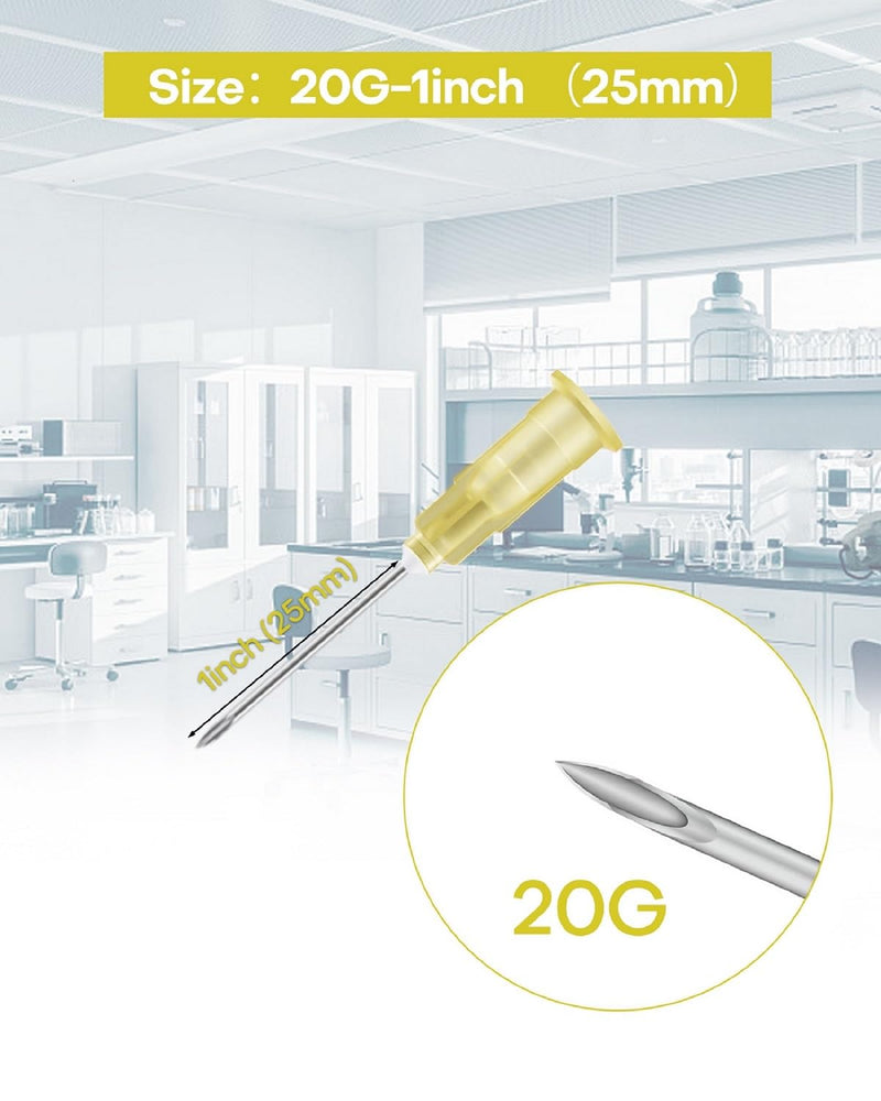 [Australia - AusPower] - 100Pcs 20G 1 Inch (25MM) Needle Luer Lock Industrial Accessories, Lab Tools for Measuring Refilling Liquid, Plant, Inks Individual Package 20G-1 Inch 